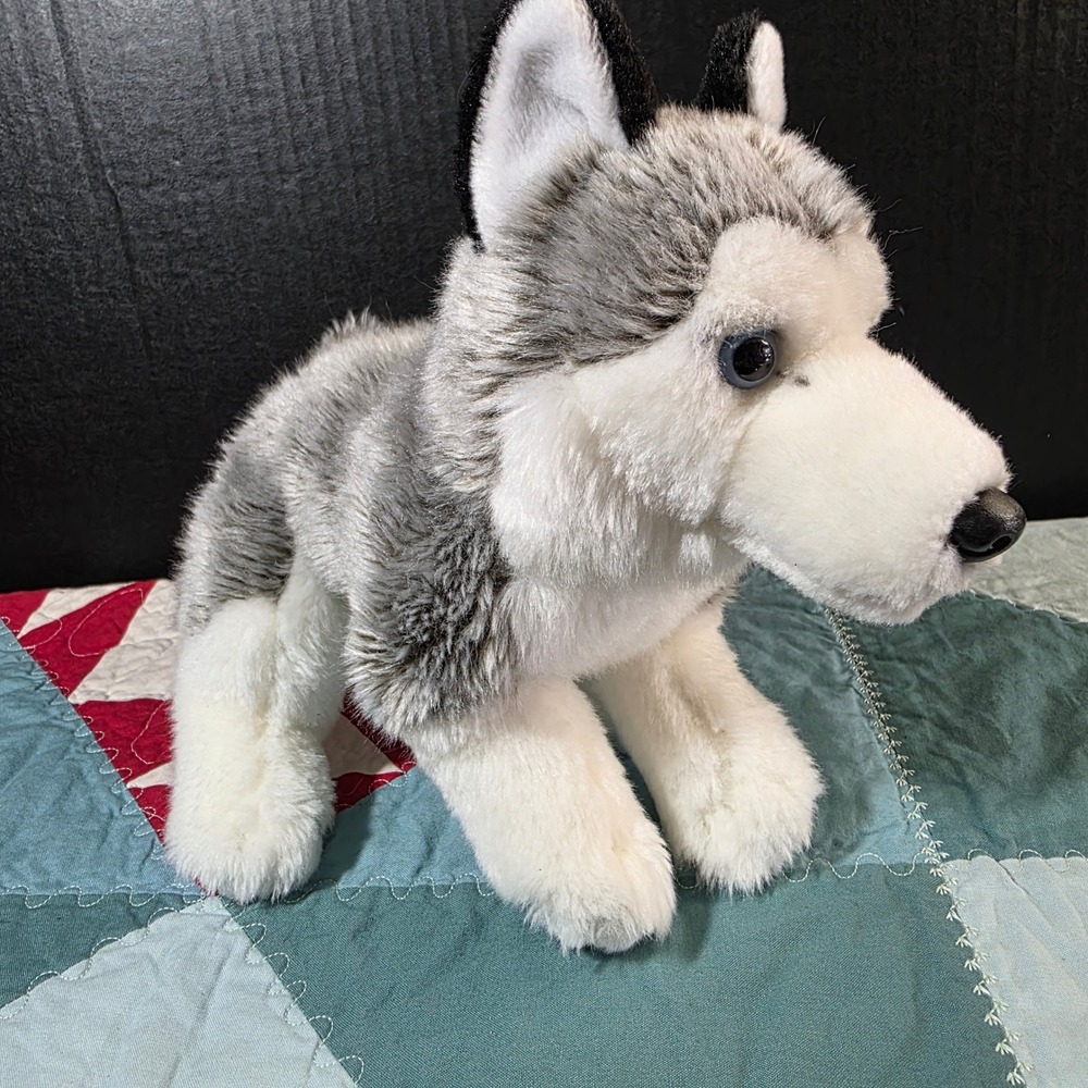 Toys‎ R Us Siberian Husky Dog Plush Kids Unisex 10" Grey White Realistic 2012